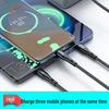 66W Braided 3-in-1 Charging Cable for Apple, Android, Type-C, Huawei Phones