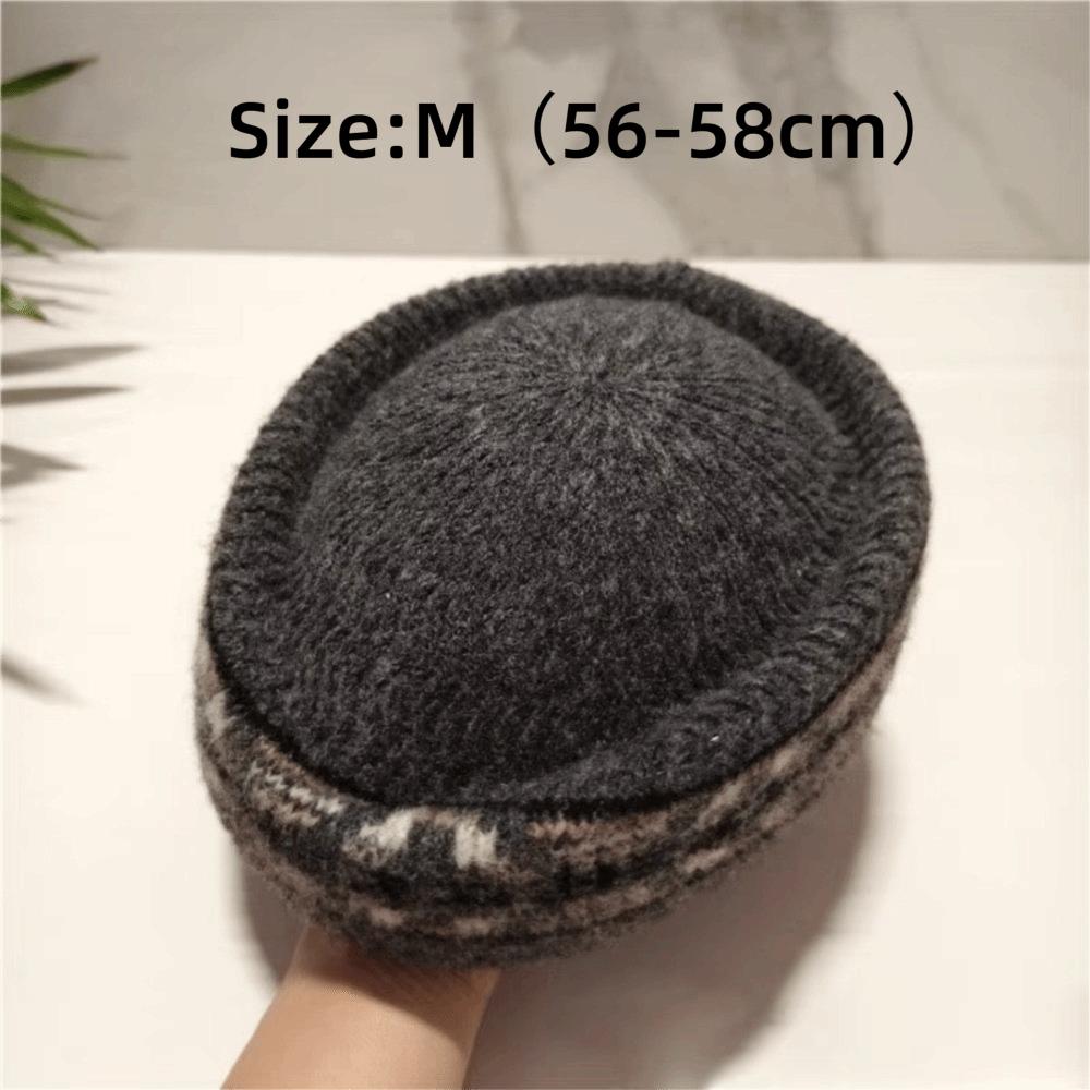 Fair Isle Pattern Stewardess Beret Hat Faux Fur Trim Teardrop Hat New Pillbox Hat For Women