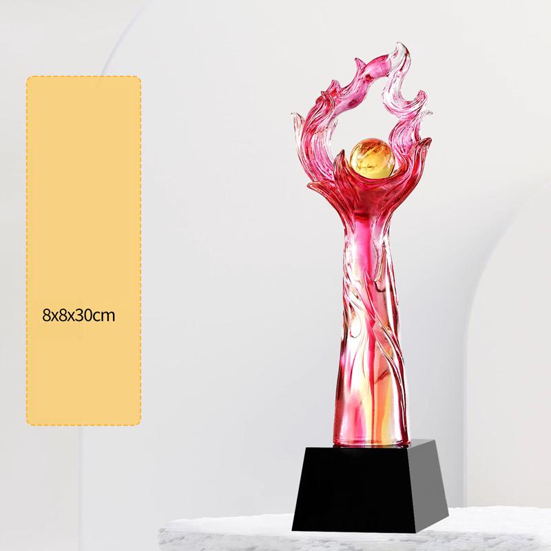 Customized High-end Colored Glaze Trophy, Annual Meeting Employee Celebration Souvenir, Sports Excellent Awards Decorations, 1Pc