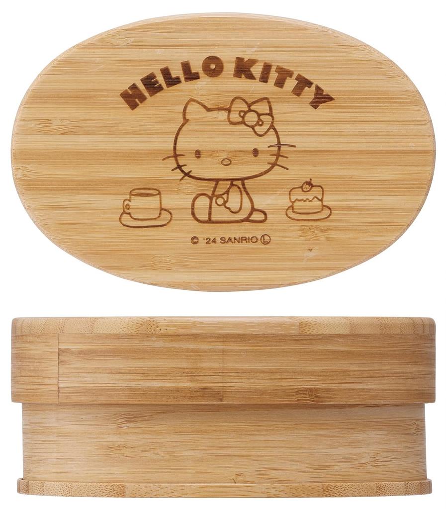 Skater Bamboo Lunch Japanese Oval with Dividers and Lunch Sanrio Hello Kitty Box, 600ml, Style, Shape, Belt, Design, BWLB6-A