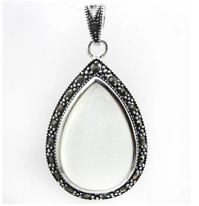 

Кулон из серебра 925 пробы и Marcasite 40x20 мм с белым опалом Waterdrop Lady s Men