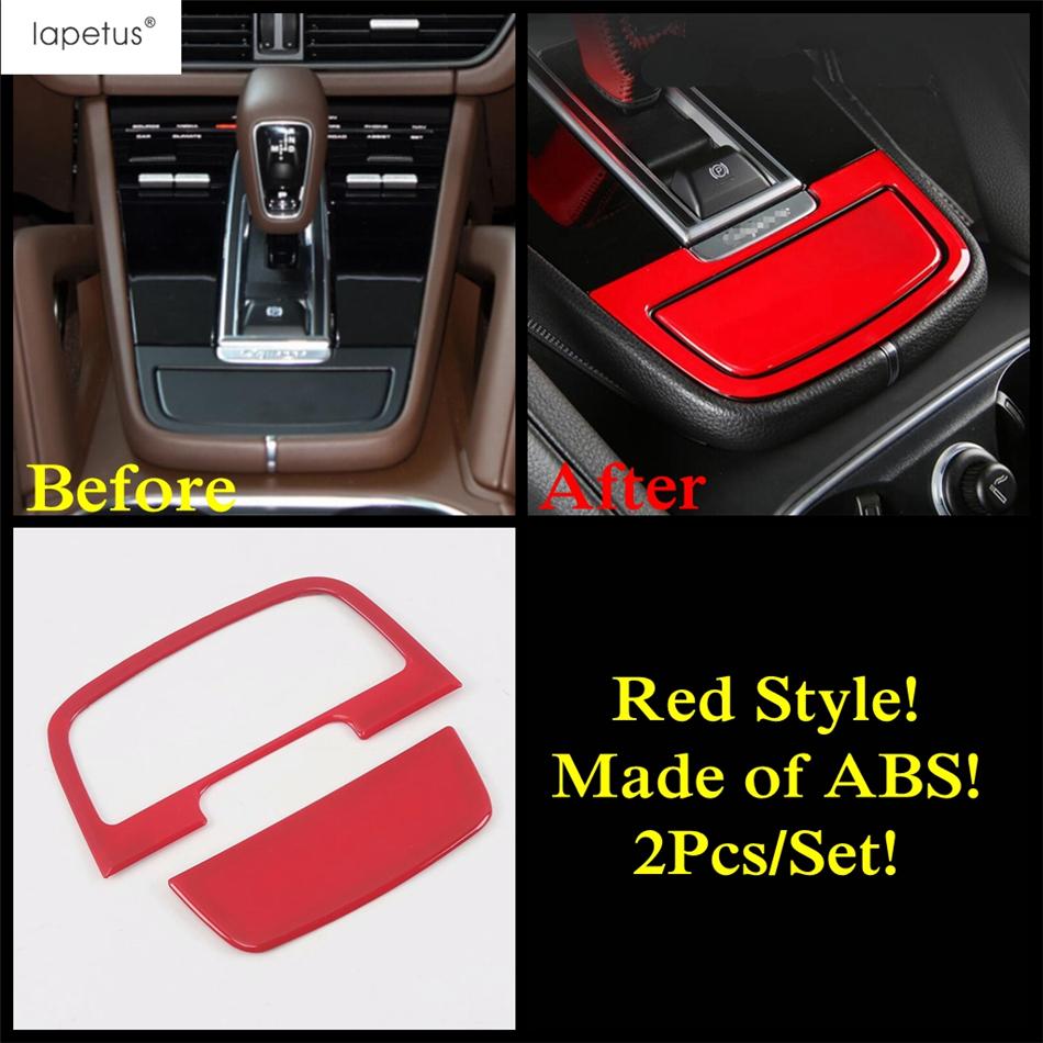 Tête de Levier de Vitesse Rouge / Leve-vitre / Porte-gobelet / Bande de Couverture d'Écran de Tableau de Bord Accessoires de Garniture Pour Porsche Cayenne 2018 -