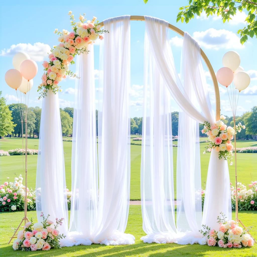 2Pcs Wedding Arch Draping Fabric for Wedding Reception Sheer Tulle Backdrop Curtain Birthday Party Baby Shower Ceiling Decor