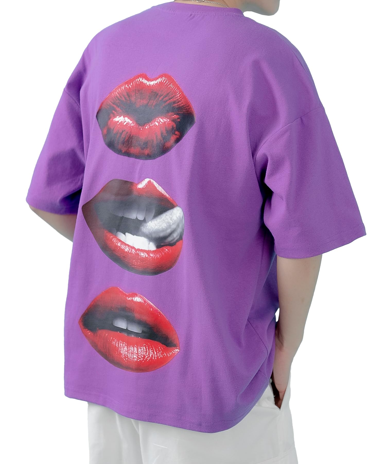 

IMPROMES Casual SIDEWAYSTANCE Lips Short Sleeve T-Shirt, Men s, Purple
