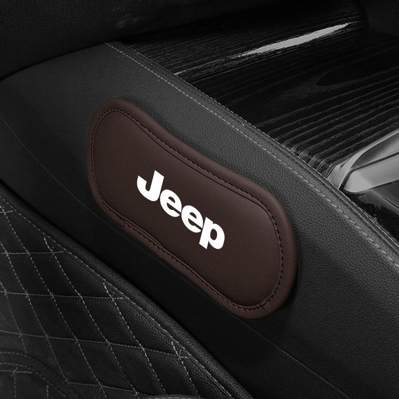 1Pcs Leather Car Pillow Car Knee Pad Elastic Memory Foam Leg Pad For Jeep Renegade Wrangler JK Grand Cherokee WJ XJ Willys Compass Command
