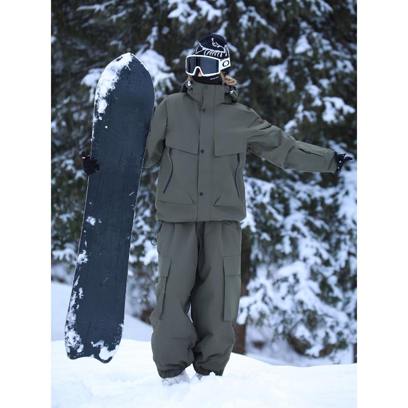 Skiwear Men and Women Winter Outdoor Waterproof Windproof Thickened Warm Thickened Snowboard Snowboarding Clothes Ski Suit Set