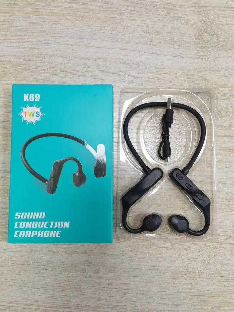 New K69 Sweat-Proof Bone & Sound Conduction Bluetooth 5.0 Back-Hook Wireless Sports Headset