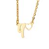 Fashion Initial Pendant Necklace For Women Letter Name Hollow Out Heart Charm Stainless Steel Gold Color Chain Jewelry Gift