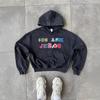 European and American trendy brand street hip-hop hooded colored letter embroidered sweater for men and women of the same style casual sports tops 