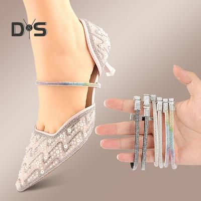 3 pár fix cipőfűző, újrafelhasználható műbőr, csillogó strassz, rugalmas fűző, magas sarkú szandál, pántok