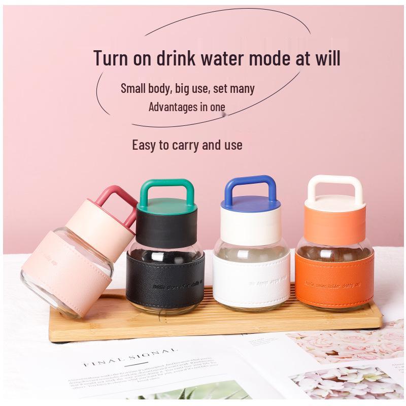 Girls' Portable Mini Glass Water Cup - Trendy and Simple Gift-Ready Design