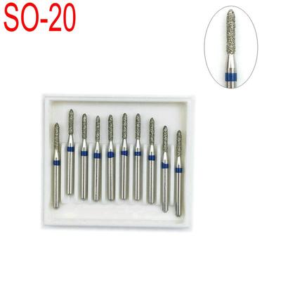 10PCS Dental Diamond Burs Drill Dental Burs Dia-burs for High Speed Handpieces Medium Dentist Tool SO-20 FG 1.6M