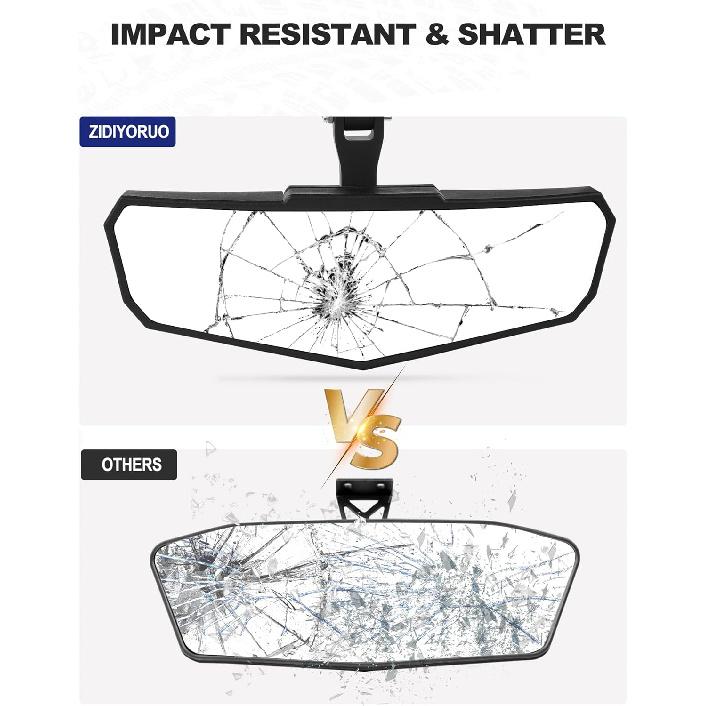 UTV Rear View Mirror, HD SXS UTV Center Mirror With Aluminum Clamp Fits 1.5"-2.0" Roll Cage Mount, Compatible With Polaris RZR, Maverick Can Am X3,