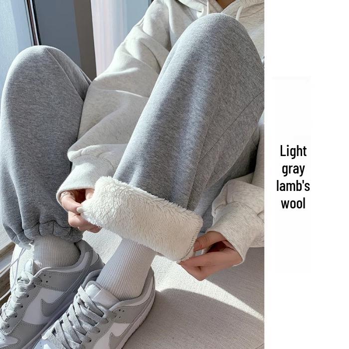 Maternity Lambswool Fleece-Lined Cotton Sweatpants | Autumn/Winter Loose Fit | Cuffed & Wide Leg Styles