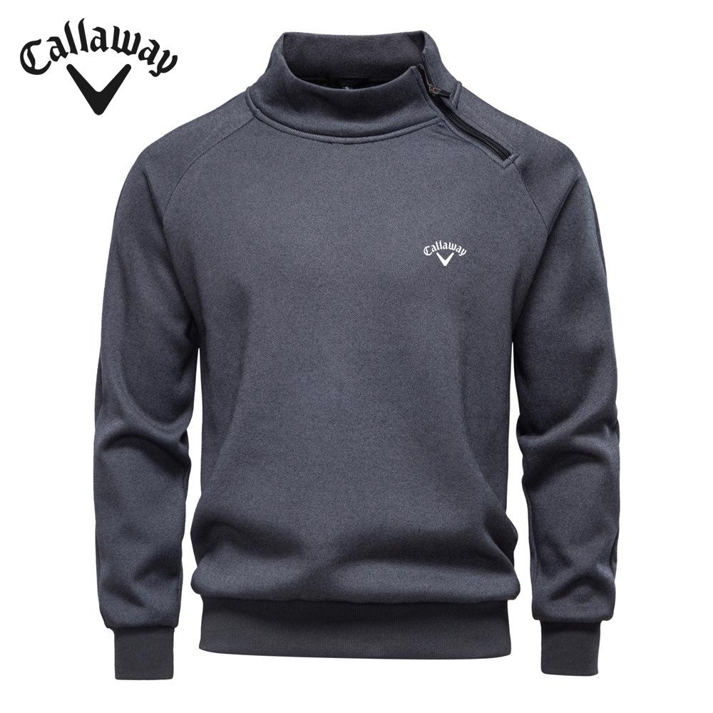 Callaway 2025 Autumn/Winter Embroidery External Slant Zipper and Velvet Thick Hoodie Stand Up Collar Trendy Men's Top Coat XXL