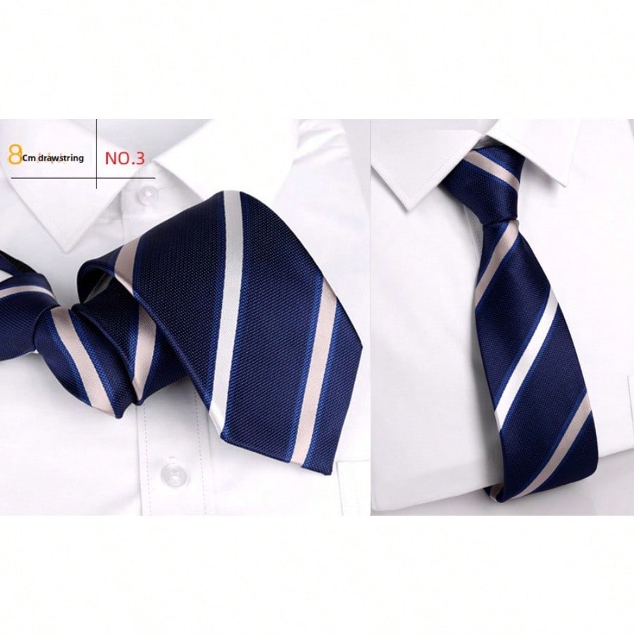 Nœud facile à faire nouvel accessoire de mode pour hommes costume formel rayé affaires sangle à tirer 8CM blue