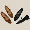 Vintage Mary Jane Shoes Women Soft Sole Low Heel Square Toe Suede Flats Breathable Non-Slip Casual