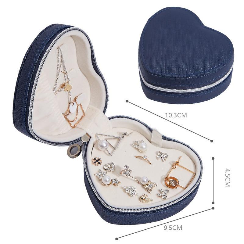 Heart-shaped Travel Jewelry Box for Earrings, Studs, and Rings