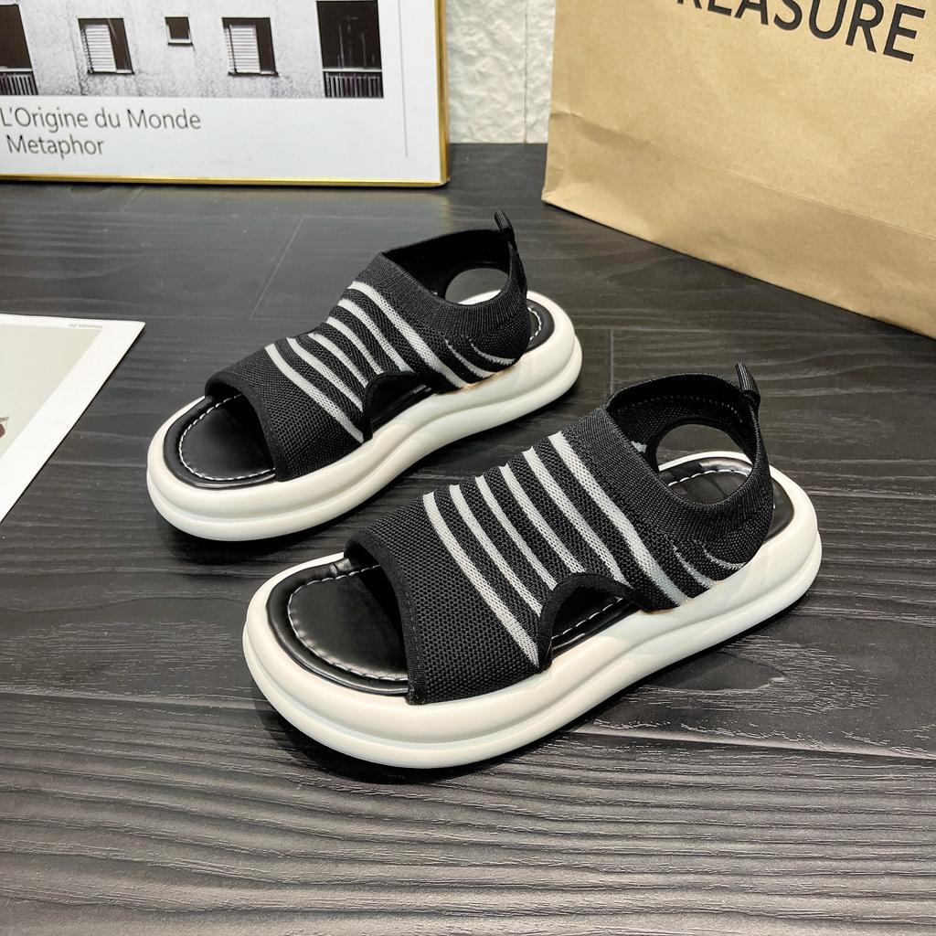 Spring and summer new Korean version muffin bottom foreign trade spot fashion casual knitted fish mouth sandals tide