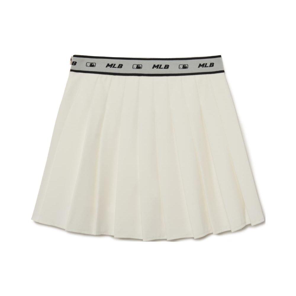 MLB Boston Red Sox Sports Lifestyle Embroidered Logo Trendy High-Waisted Pleated Casual Skirt Women skirts Ivory 3FSKB0133-43IVS