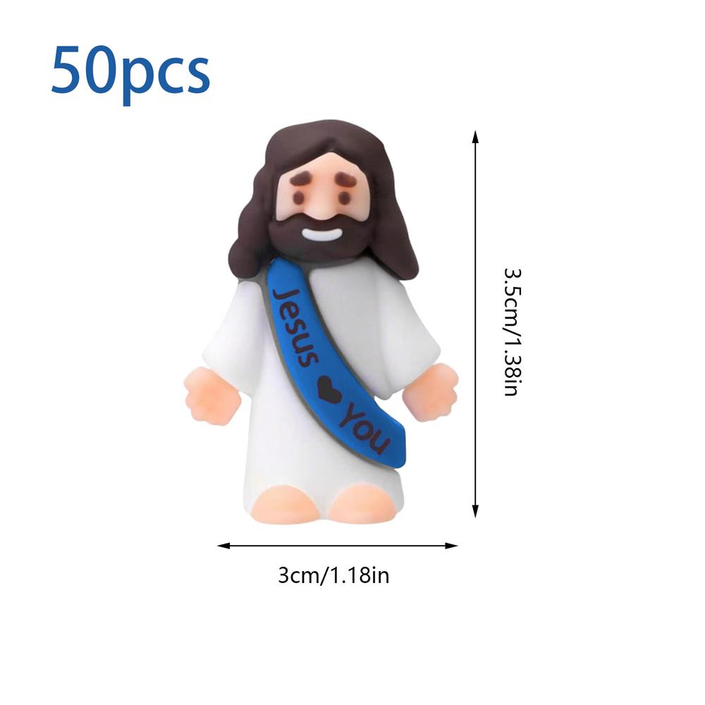 50 pcs Little Jesus Figures Tiny Rubber Jesus Doll Easter Toys Religious Party Jesus Figurine Sunday School Party Decorations