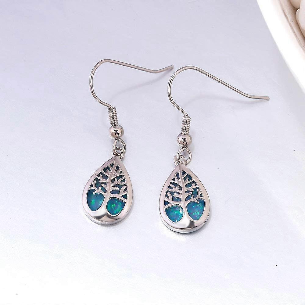 Teardrop Dangle Drop Earrings Opal Jewelry for Women 18K White Gold Plated Cubic Zirconia Gemstone Drop Earrings