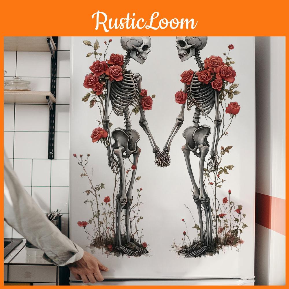 Rose Romantic Halloween Skull Wall Decal For Bedroom And Home Office Decoration