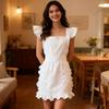 Maid Style Apron with Delicate Ruffle Edging Breathable Polyester Maid Costume Apron for Role Play and Daily Chores