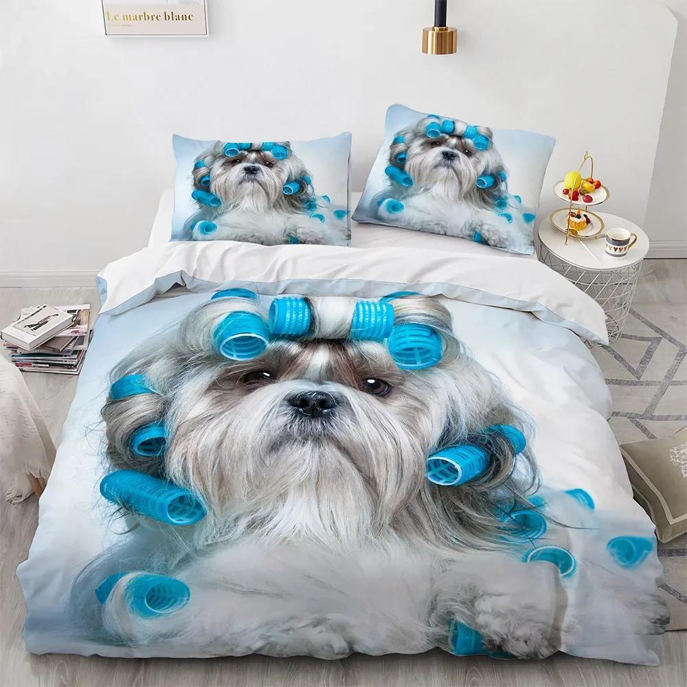 Comforter Cute Dog Single Twin Queen For Girl Teen Boys Pet Dog Theme Bedding Set Polyester Kawaii Animal Comforter