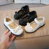 2024 New Kids Leather Shoes Black Uniform School Shoes Bow-knot Shallow Mary Janes Glossy Children Fashion Girls Casual Flats