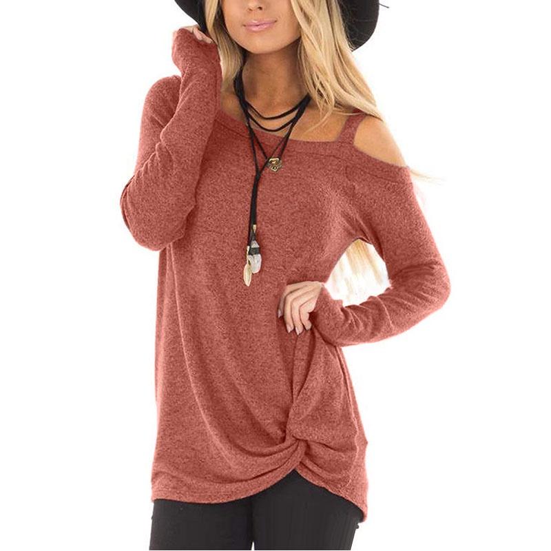 Elegant Women Off One Shoulder Long Sleeve T Shirt Stylish Casual Blouse Tunic Top