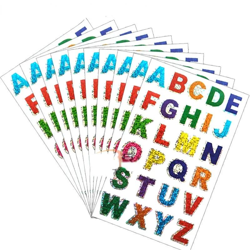 10 Sheets Stickers Cartoon English Alphabet Letters Number Stickers Educational For student Aesthetic Stickers