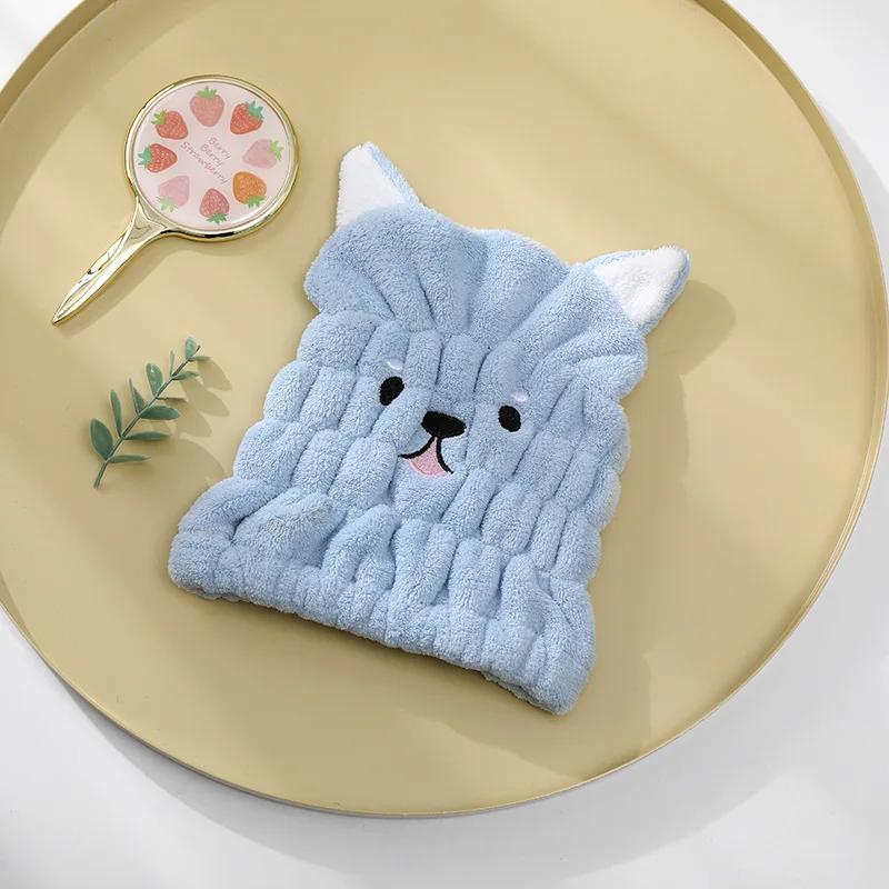 

1Pcs Cute Cartoon Shower Cap Coral Fleece Hair Turban Bathroom Cap Portable Women Dry Hair Hat Quickly Dry Wrapped Towel