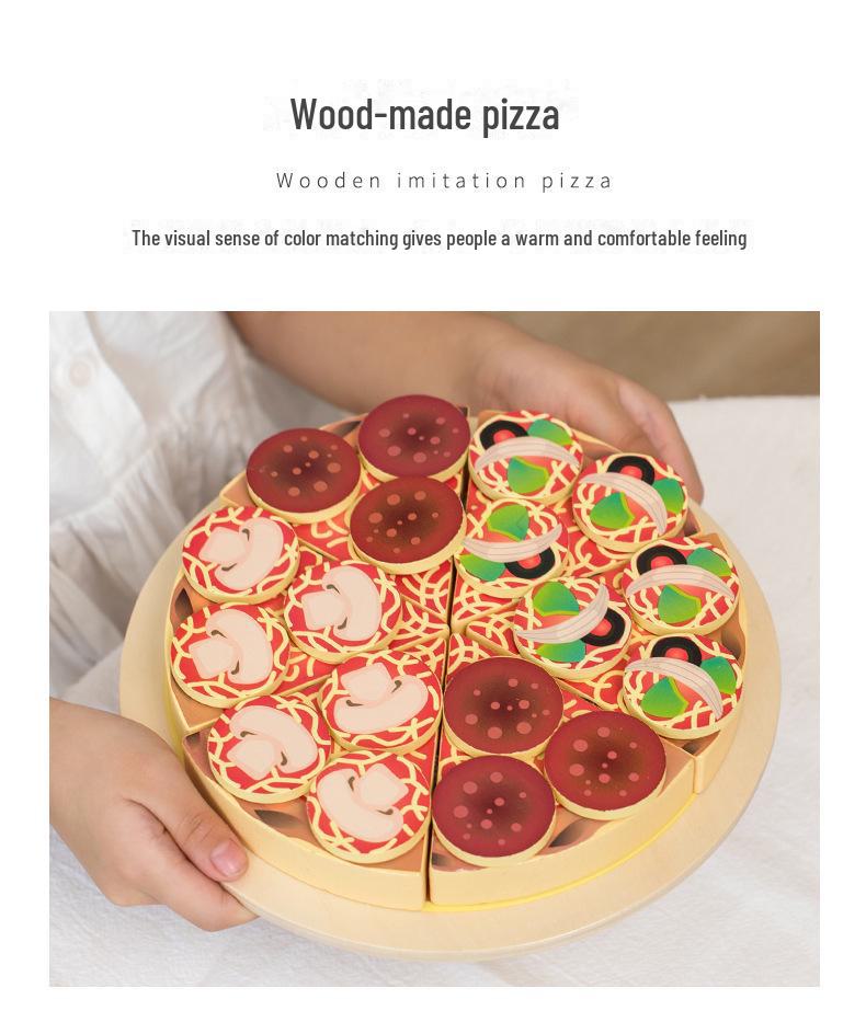 Wooden Pizza Cutting Play Kitchen Toy for Kids - Fun Birthday Gift