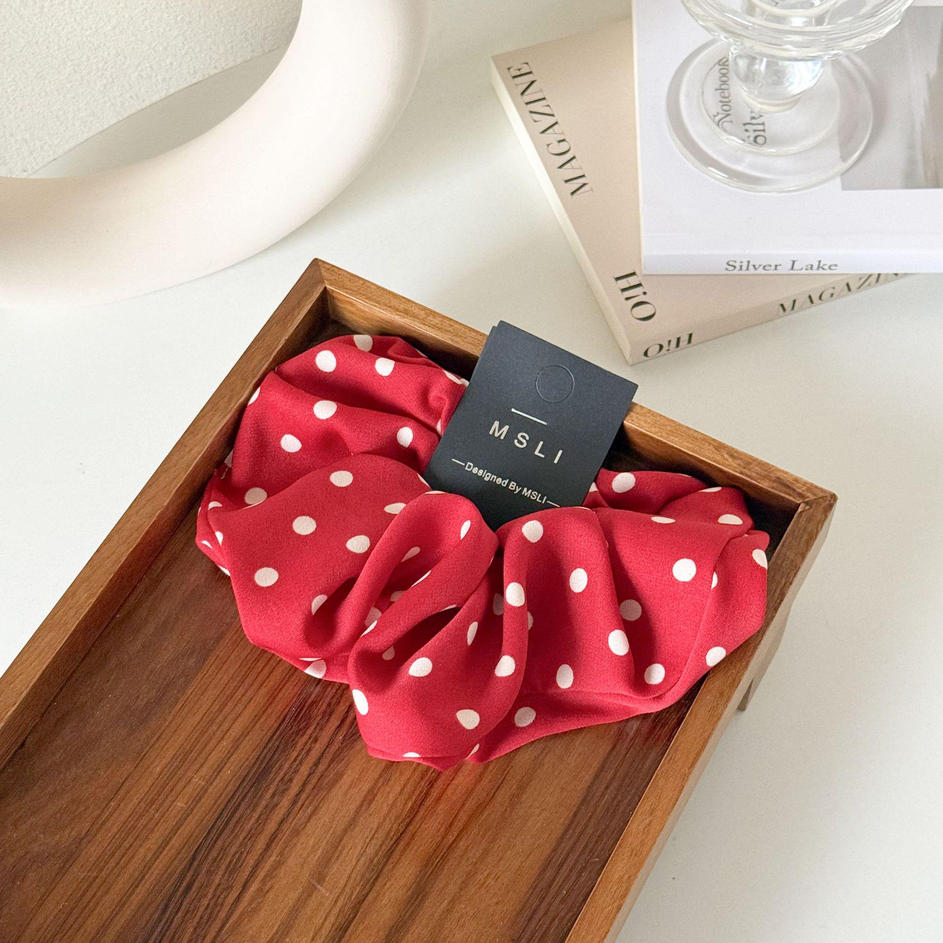 Red Polka Dot Satin Scrunchie: High-Elastic Hair Accessory for Women
