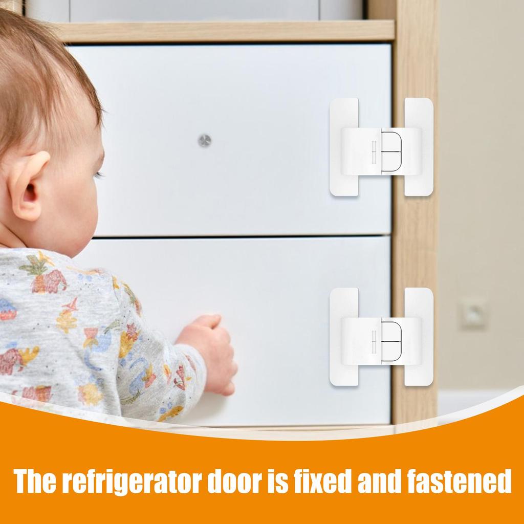 Fechadura para Porta de Geladeira Travas para Geladeira Autoadesivo Fechador de Geladeira Fivela Fixa para Cozinha Proteção de Metal Uso Diário por Adultos