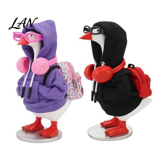 Trendy Miniature Play Set Mini Goose Clothing Accessories for 7 Inch Desktop Goose, Includes Hooded Decorative Apparel Sweatshirt Small Backpack