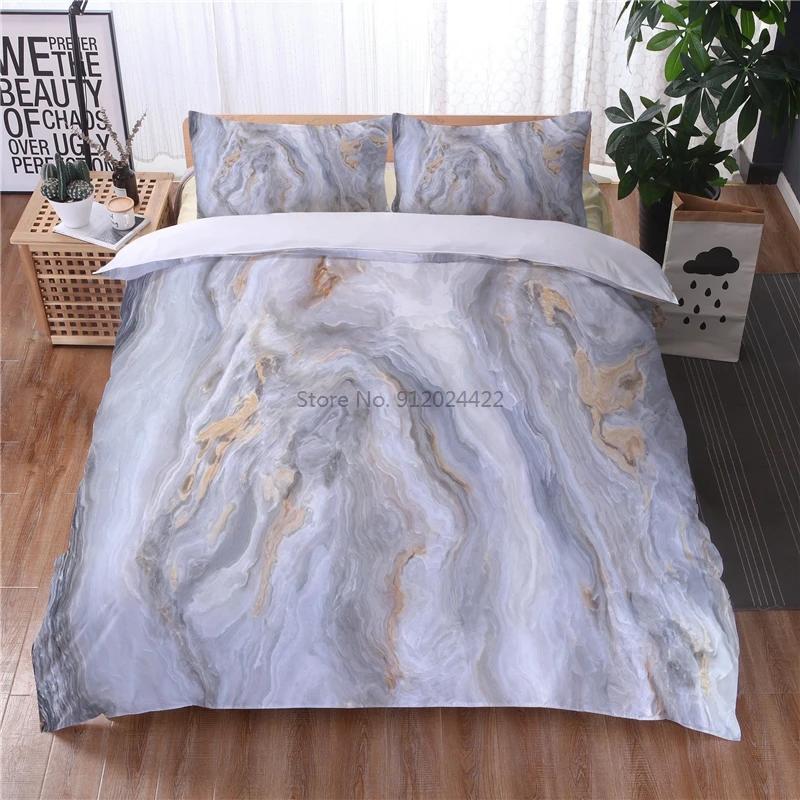 Black White Geometric 3d Bedding Sets Marble Digital Printing Duvet Cover Set with Pillowcase Home Textile Europe Australia Size