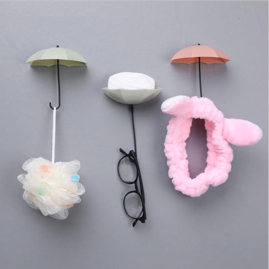 3Pcs Wall Hooks Strong Load-bearing Umbrella Shape Design Easy to Install Self Adhesive Hanger Hook Storage Organizer