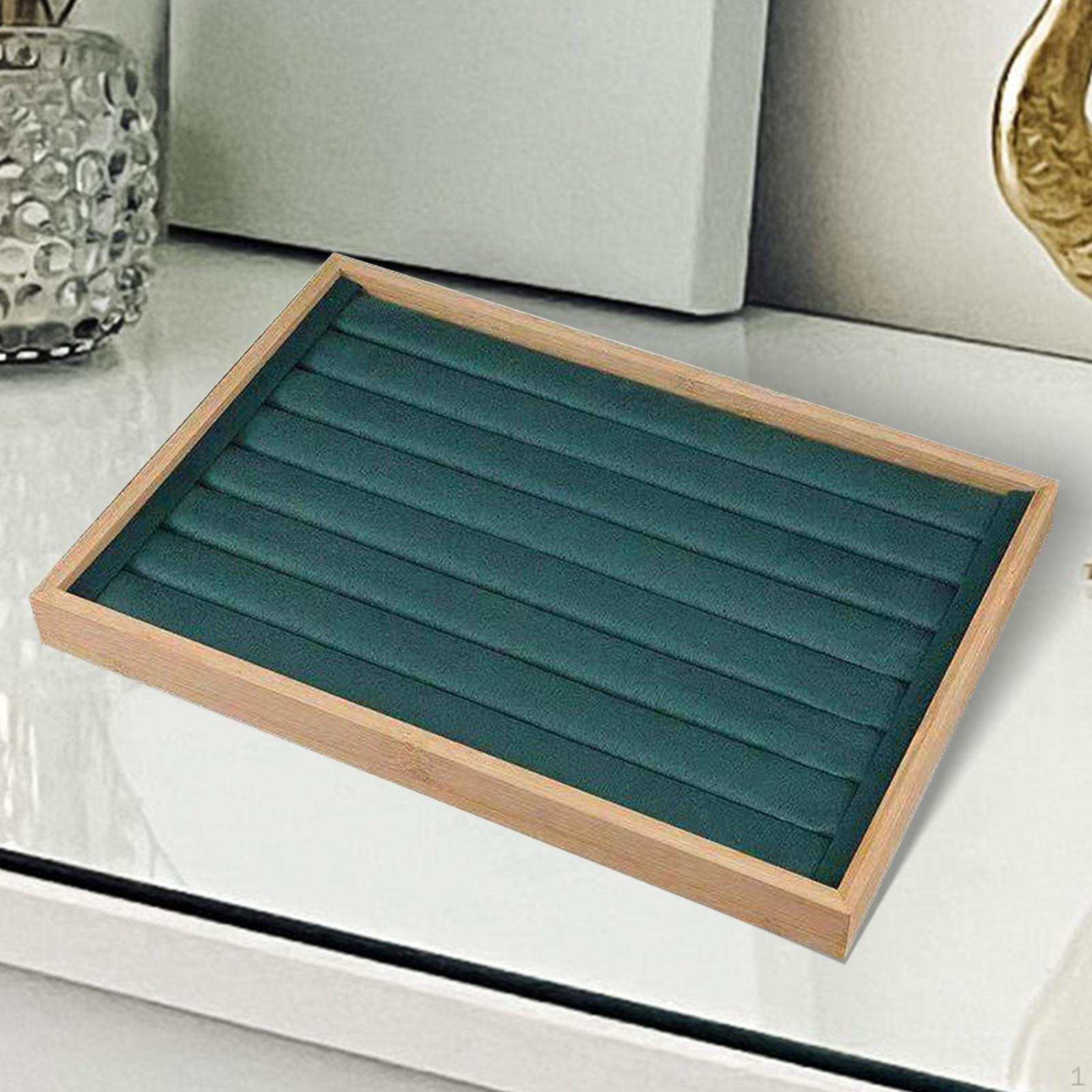 

Wooden Rings Display Case Earrings Bracelets Jewelry Organizer Box Storage Holder for Woman Gift New Dark Green