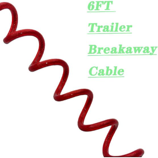 6FT Trailer Breakaway Safety Cable Blue 4Pcs Trailer Brake Away Cable, Trailer Breakaway Coiled Cable For RV Trailer Emergency Camper Breakaway
