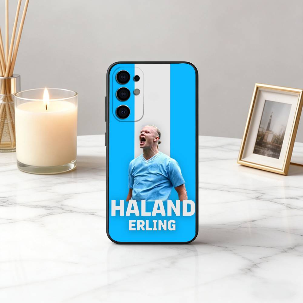 Football E-Erling H-Haaland-EH Phone Case Black Silicone Soft For Samsung S25,S24,S21,S22,S23,S30,Ultra,S20,Plus,Fe,Lite