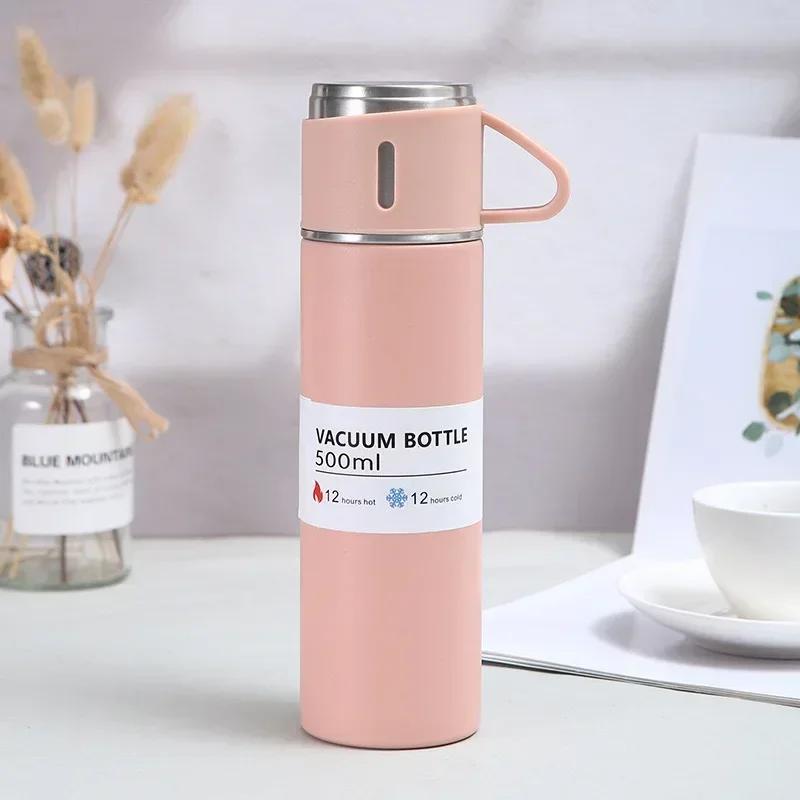 304 Stainless 500ml Steel Vacuum Insulated Water Bottle Portable Coffee Bottle Office Gift Set Business Style Travel Thermal Mug