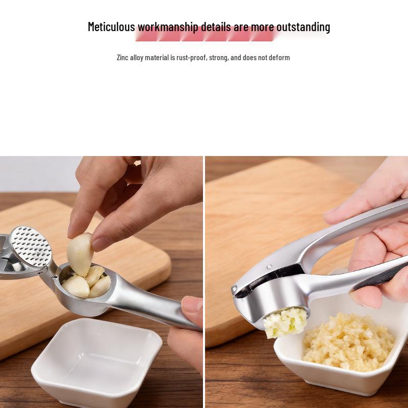 Zinc Alloy Manual Garlic Press & Peeler Kitchen Gadget