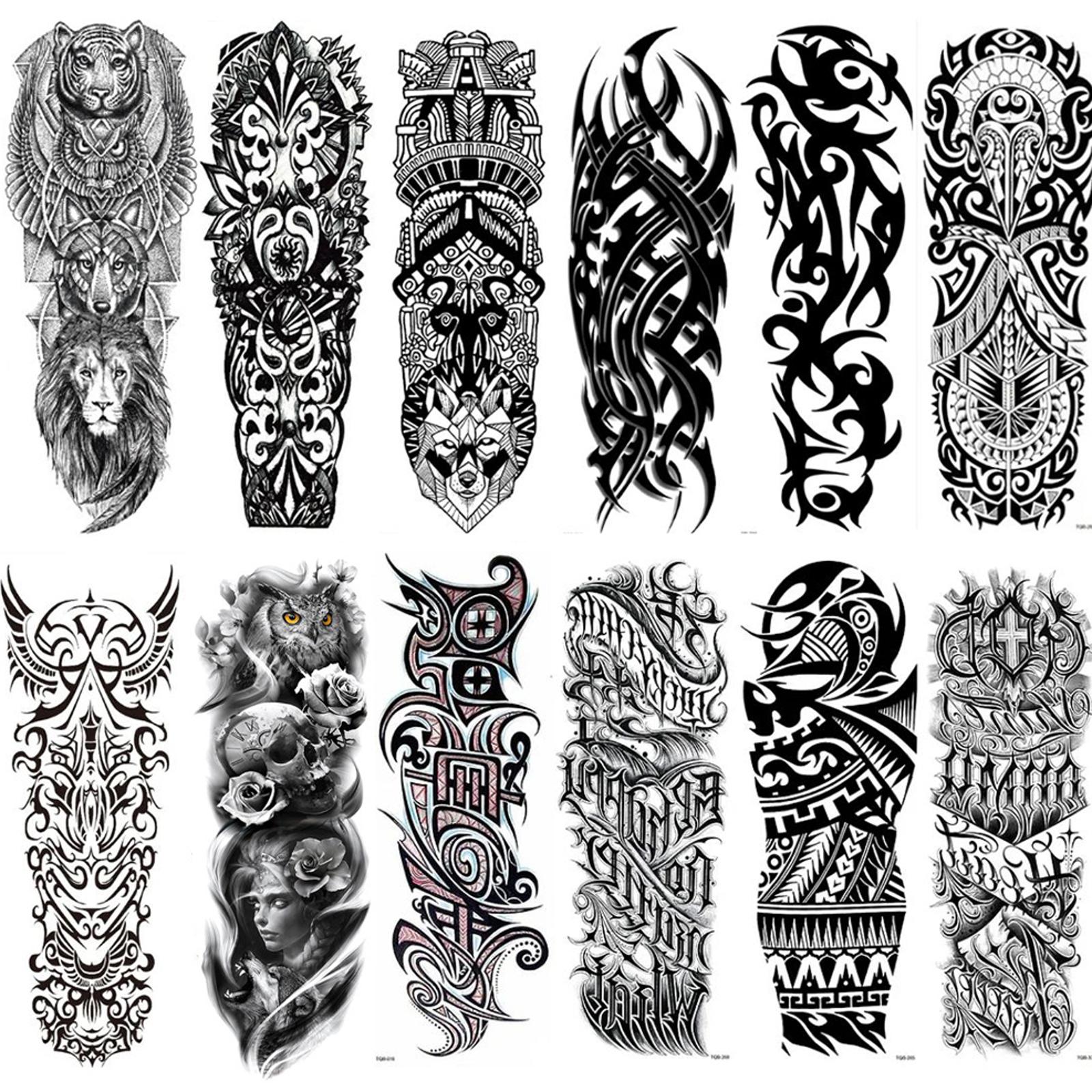 Full Arm Sleeve Imitation Tattoo Sticker Waterproof 12PCS Temporary Tattoo Sticker Animal Tattoo Sticker Totem Tattoo Sticker China Mainland