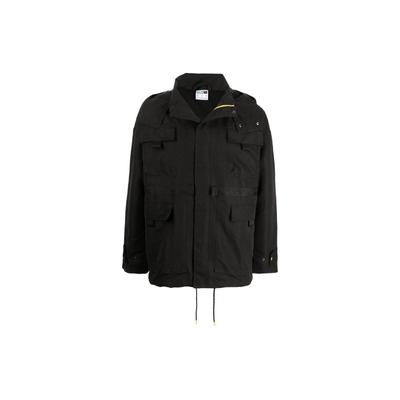 Solid Color Front Pocket Stand Collar Long Sleeve Jacket Men Jacket Black 598583-01