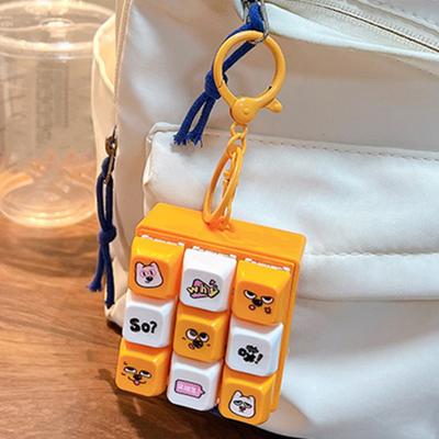 Keychain Pendant Stress Relief Fidget Hanging Buckle Funny Toy with Metal Emoticons Sound Decompression Button Key
