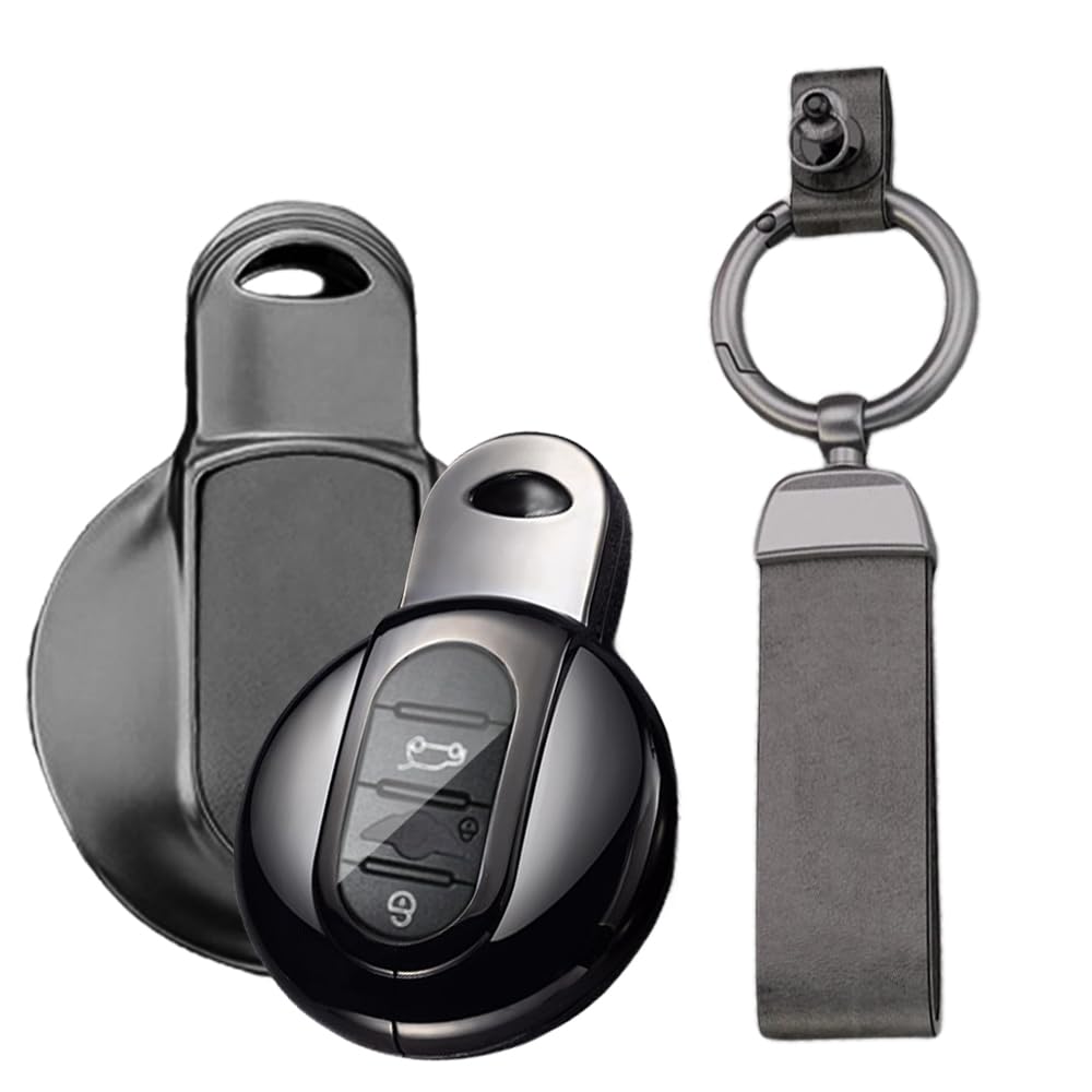 KUNIO BMW Mini Key Case, Key Cover, Key Holder, Leather, Alloy, Silicone, Suitable for