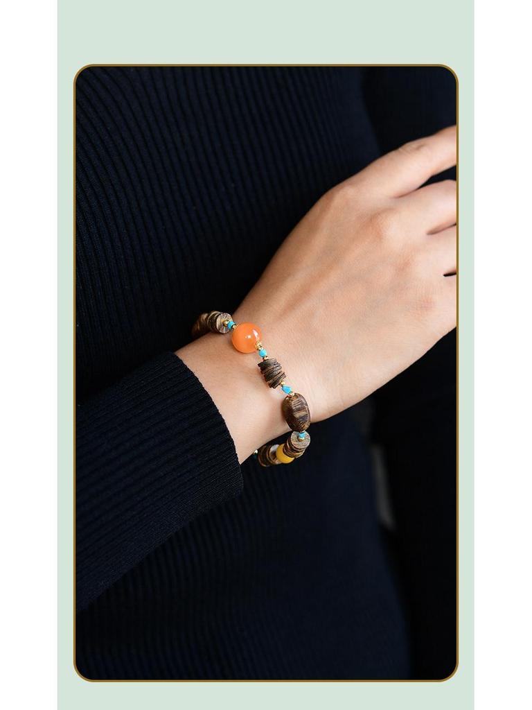 Agarholz Jujube & Türkis Bernstein Armband