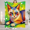 Strange Cats Flannel Blanket For Adults Soft Perfect Birthday Gift Home Bed Sofa Outdoor Travelling Abstract Pop Art Blanket